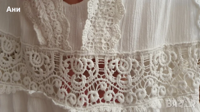 Дълга бяла памучна рокля, размер S, снимка 4 - Рокли - 51414013