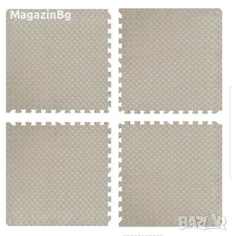 Настилка, 61х61х2 см, Изработена от EVA, Комплект 4 броя, Светлосиво, Бежово , снимка 3 - Други спортове - 53391396