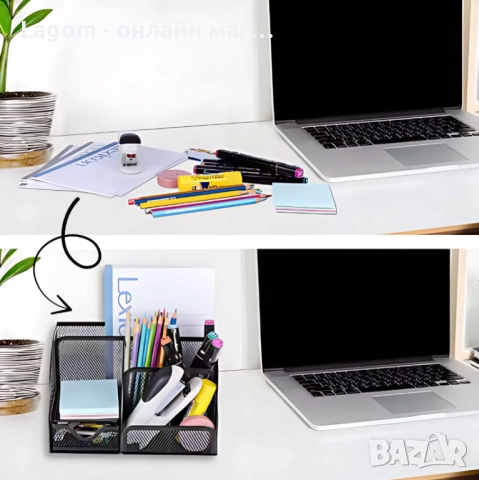 Органайзер за бюро с чекмеджета, 6 места за съхранение Maaleo, Настолен моливник метал мрежа, снимка 4 - Органайзери - 52561025