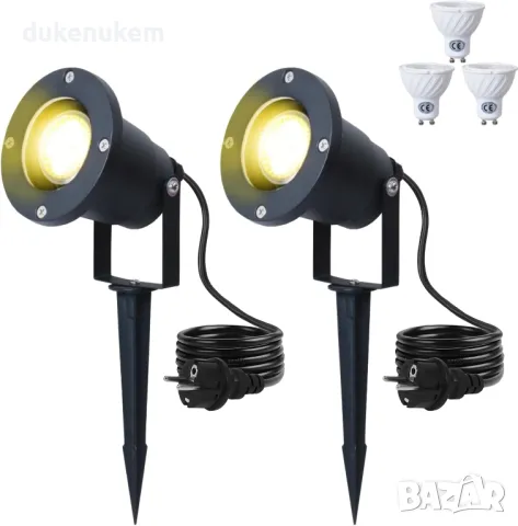 НОВИ! LED градински прожектори с колче, 4W, IP66, 2 бр/к-кт, снимка 1 - Лед осветление - 49583230