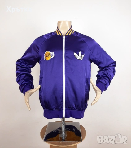 Adidas NBA LA Lakers Satin Bomber - Оригинално мъжко яке размер M, снимка 2 - Якета - 54000505
