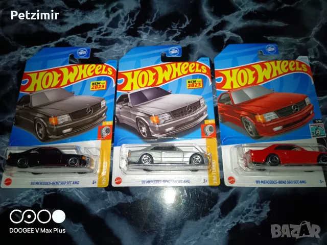 3 броя Hot Wheels Mercedes-Benz 560 SEC AMG 89', снимка 1 - Коли, камиони, мотори, писти - 49362747