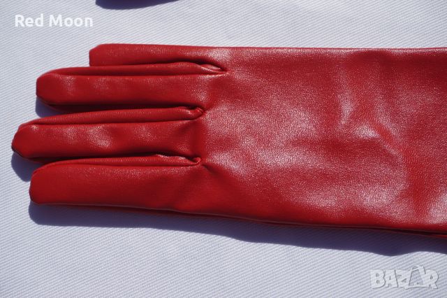 Дълги Червени Ръкавици От Изкуствена Кожа Размер S , снимка 9 - Ръкавици - 45483312