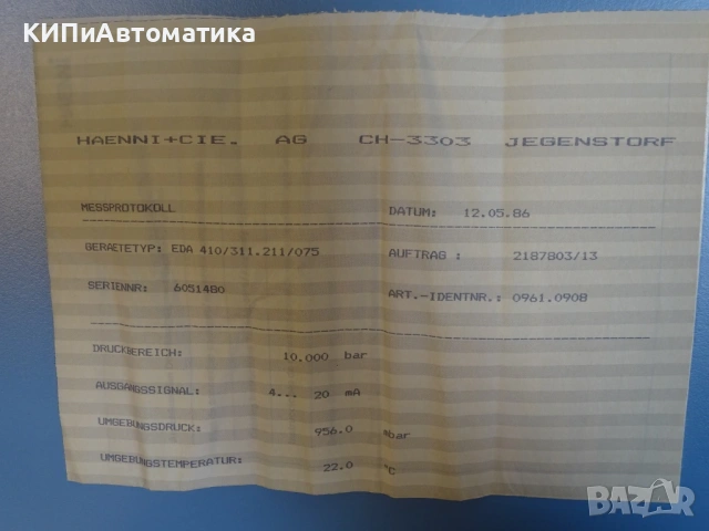датчик за налягане HAENNI EDA410/311.211/075 Pressure Transducer 0-10Bar, снимка 7 - Резервни части за машини - 54205322