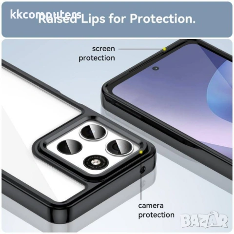 Прозрачен калъф с Цветна Рамка за Motorola Moto G67 Power 5G / G57 Power 5G - Акрил+TPU, Вкл. Протек, снимка 9 - Резервни части за телефони - 53355042