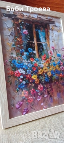 Очарователна цветна стенна картина с прозорец - Модерен минималистичен декор за стени, снимка 2 - Картини - 51997073