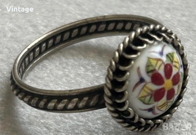 Съветски винтидж ръчно рисуван пръстен , снимка 2 - Пръстени - 53981304
