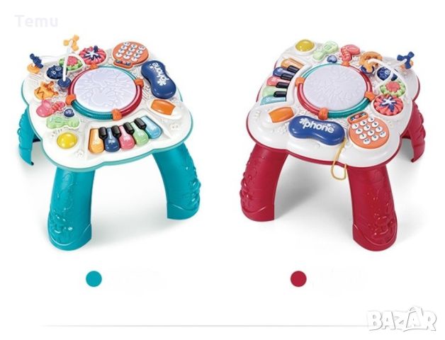 Интерактивна бебешка, музикална масичка с игри. Възраст: 1-3 години. Функции - светлини и звуци. Бут, снимка 1 - Музикални играчки - 45688405