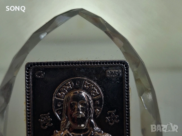 Сребърна Иконка Исус Христос Пантократор (Вседържител), снимка 2 - Икони - 54065110