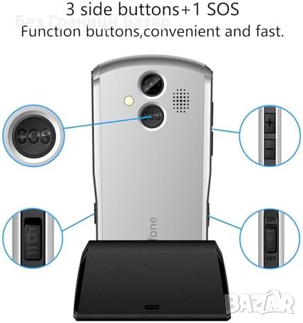 Нов Мобилен телефон с големи бутони за възрастни Отключен SOS бутон, снимка 4 - Други - 45785202