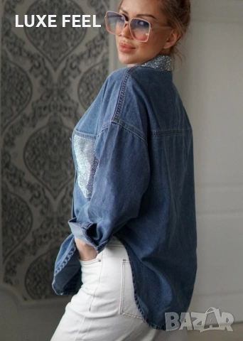 💎Дънкови Ризи с Камъни , снимка 4 - Ризи - 53811914