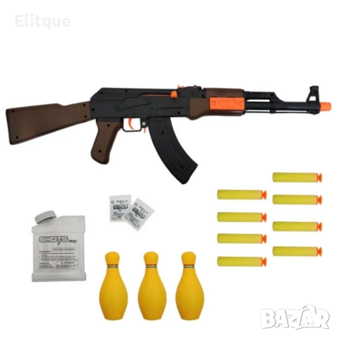 Играчка автомат AK-47 Калашников – 63 см, с меки патрони и мишени, снимка 4 - Други - 52820267