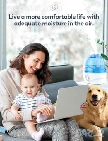 Овлажнител 2.2L тих 28dB за бебешка стая, снимка 5 - Влагоабсорбатори и влагоуловители - 53615210