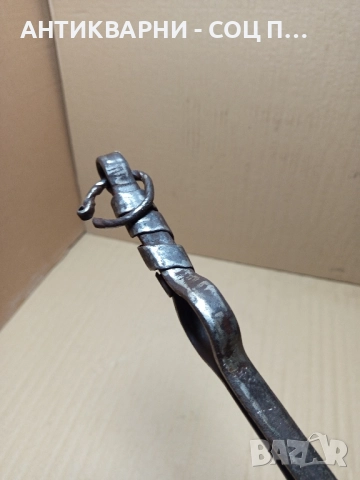 Стар Ръчно Кован Масивен Дилав За Огнища Камини Барбекюта. , снимка 5 - Антикварни и старинни предмети - 52578186