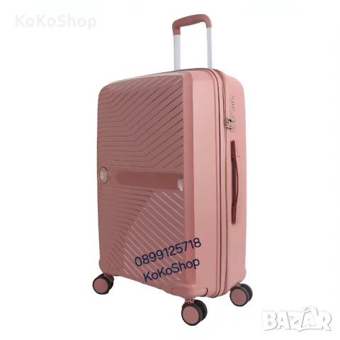 Куфар на колелца-48x28,5x75,5 см./розов куфар на колелца, снимка 2 - Куфари - 50644429