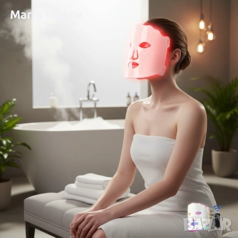 LED Маска за лице със 7 светлинни режима – Домашна фототерапия за по-чиста и спокойна кожа, снимка 5 - Други - 53401376
