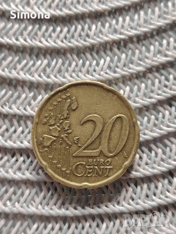 20 цента Нидерландия 1999 г. , снимка 2 - Нумизматика и бонистика - 53916006