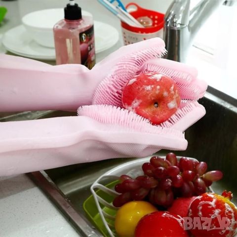 Магически силиконови ръкавици за миене на съдове Magic Brush, снимка 8 - Аксесоари за кухня - 46329723