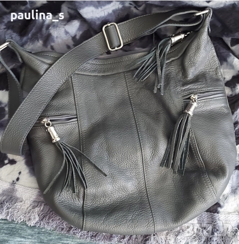 Два различни броя / Зелена чанта "Fausto Santini" и Сива от Турция / естествена кожа , снимка 14 - Чанти - 14727601