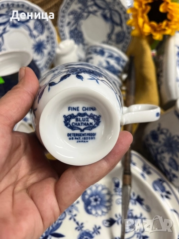Чаени чаши с красива синя декорация, снимка 3 - Чаши - 51752144