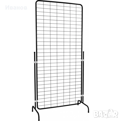 Стелаж решетка за куки със стойка черен употребяван с 35 куки и 4 държачи