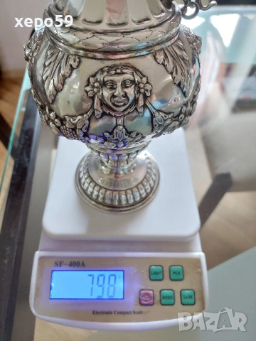 RRR Много рядка сребърна кана/ 19 век/сребро, злато, чаша, снимка 8 - Аксесоари за кухня - 52315451