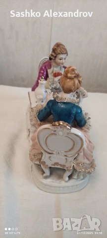 Японска порцеланова фигура с Dresden дантела - винтидж , снимка 3 - Антикварни и старинни предмети - 52879134