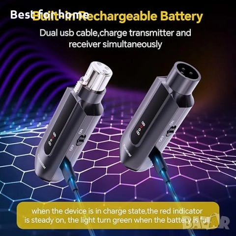 2.4 Ghz безжичен микрофонен предавател-приемник, XLR, снимка 4 - Микрофони - 51665994