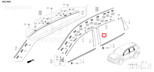 72930TLAA01,72970TLAA01,вертикална лайсна лява и дясна задни врати HONDA CRV 2016-2021