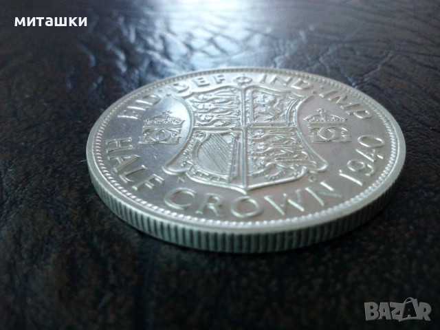 1/2 кoрона 1940 година Англия сребро, снимка 4 - Нумизматика и бонистика - 49243665
