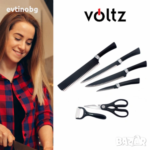 Комплект ножове и белачка, снимка 5 - Прибори за хранене, готвене и сервиране - 53891055