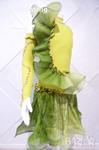 Детска рокля за спортни танци в зелен цвят, снимка 2 - Детски рокли и поли - 50661700