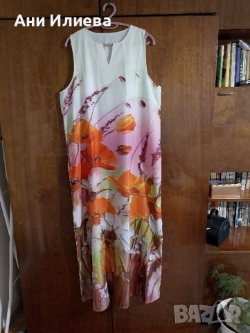 Дълга рокля оранжеви цветя, снимка 2 - Рокли - 46390180