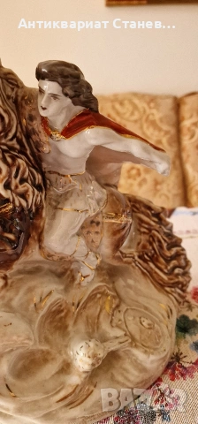🔥 УНИКАЛНА ГОЛЯМА ПОРЦЕЛАНОВА СТАТУЕТКА – „ДАВИД САСУНСКИ“ 🔥, снимка 12 - Статуетки - 54174677