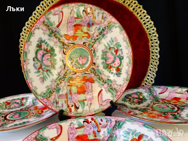 Чиния китайски порцелан Qianlong,Famille Rose Medallion. , снимка 4 - Антикварни и старинни предмети - 46894817