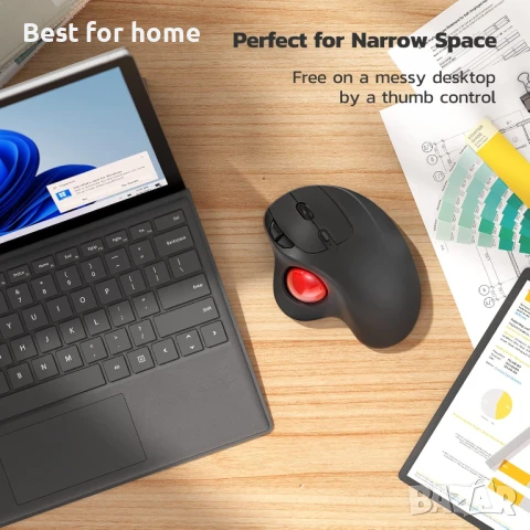 Безжична мишка с тракбол, снимка 5 - Клавиатури и мишки - 50493023