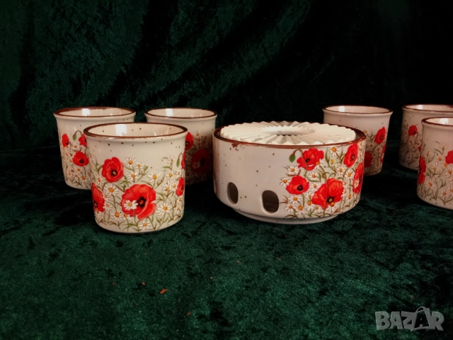 Японски сет керамика за фондю или саке., снимка 3 - Антикварни и старинни предмети - 51464864