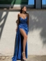 официални дълги сатенени рокли с цепка , снимка 2