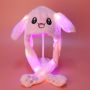 Подвижна шапка зайче с мърдащи се уши и LED светлини / Цвят: Розов, Син / Материал на изработка: мек