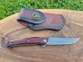 Сгъваем джобен нож дамаска стомана с кожен калъф, снимка 8