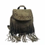 Велурена дамска раница с ресни и метални нитове – бохо стил и практичност, снимка 7