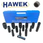 Дълбоки Ударни Вложки 1/2″ Удължени 12 Стенни CR–MO 15 части HAWEK (10 – 32мм), снимка 1