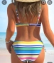 Бикини комплект Beach Focus за жени, моден, цветен, игрив, с регулируеми твърди чашки, връзки, снимка 3