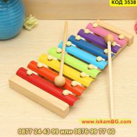 Детска музикална играчка, дървен ксилофон, 8 музикални ноти - КОД 3538, снимка 9 - Музикални играчки - 45265023