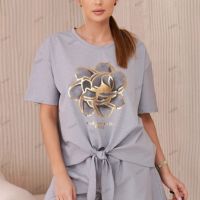 Нов дамски комплект блуза с щампа punto + къси панталонки, 3цвята , снимка 3 - Комплекти - 45575916