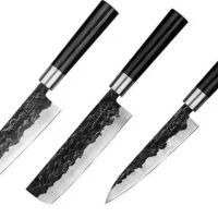 Комплект ножове Samura Black Smith, Въглеродна стомана, 3 бр., снимка 2 - Прибори за хранене, готвене и сервиране - 45176331