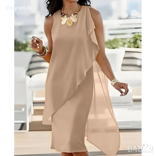 Официална рокля с шифон и основа от трикотажна материя, снимка 1