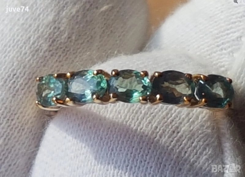 ЗЛАТЕН ПРЪСТЕН С НАТУРАЛНИ АЛЕКСАНДРИТИ  СЕРТИФИКАТ , снимка 1