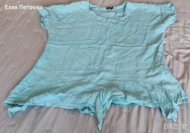 Дамска цвят резида ленена лятна блуза, снимка 1