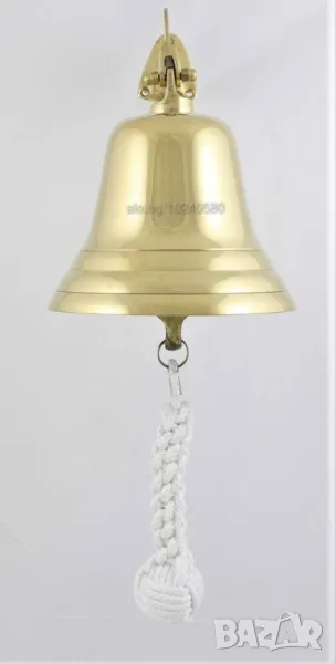 900 Корабна камбана от плътен месинг, с плетен рандибул , снимка 1